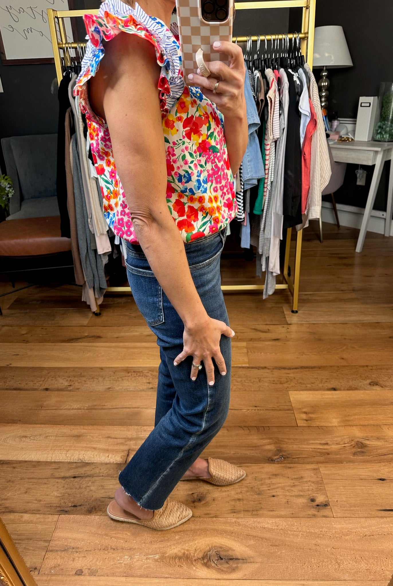 Complete Me Floral Flutter Sleeve Top - Blue Multi-Jodifl-Anna Kaytes Boutique, Women's Fashion Boutique in Grinnell, Iowa