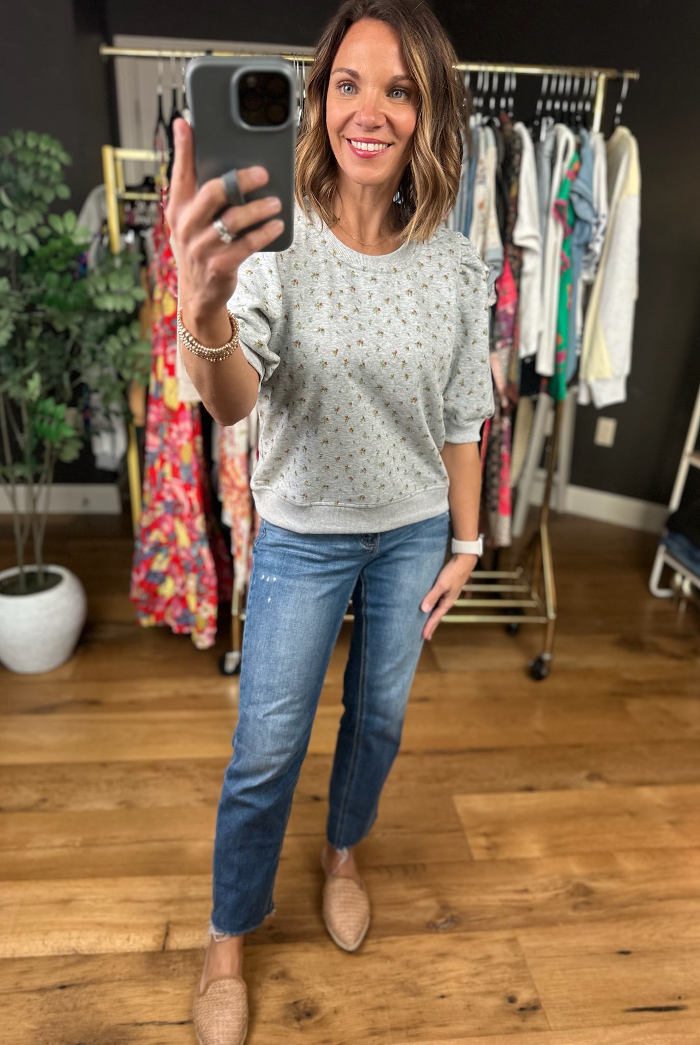 Uplifting Moments Floral Top-Short Sleeves-Mitto Shop-Anna Kaytes Boutique, Women's Fashion Boutique in Grinnell, Iowa
