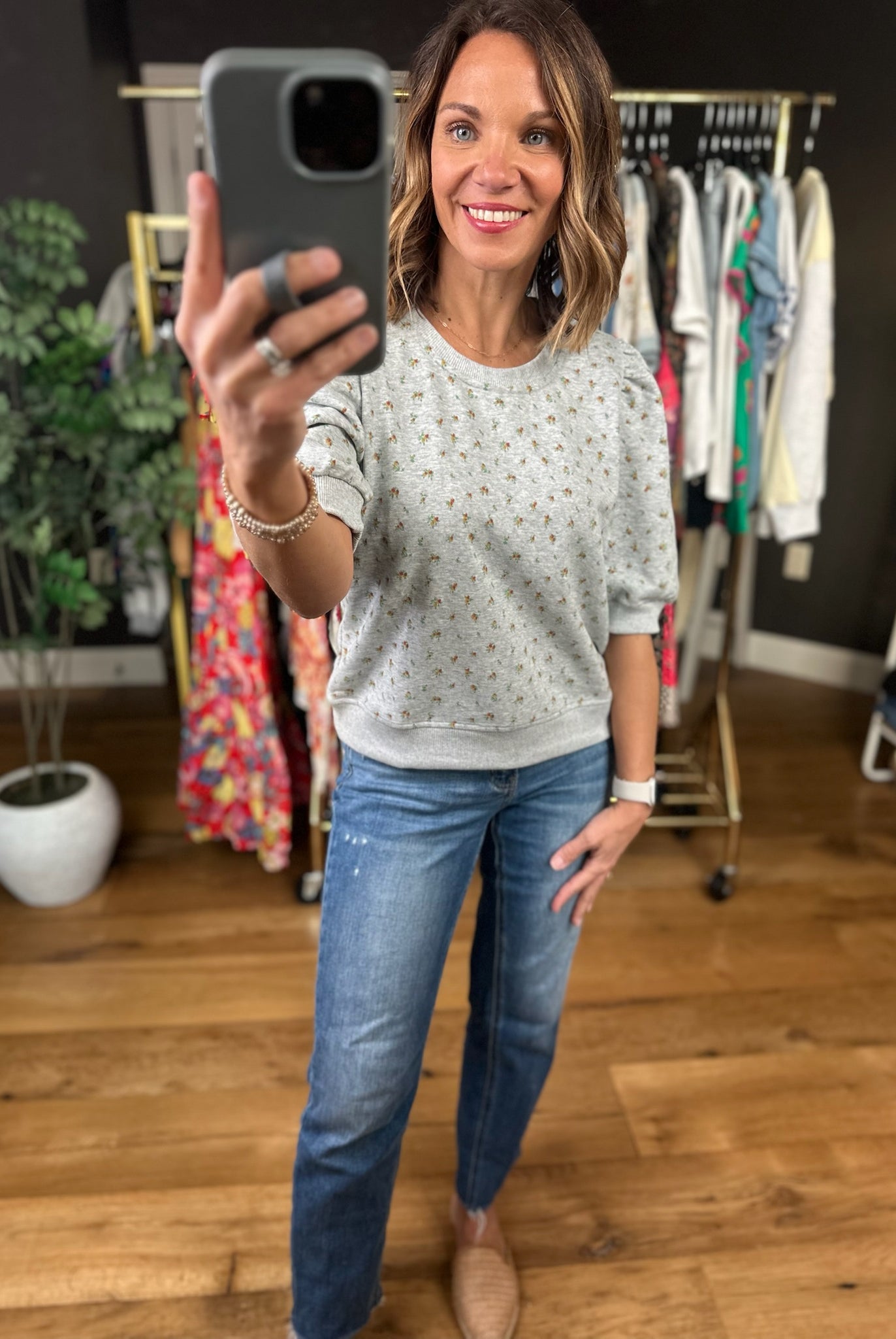 Uplifting Moments Floral Top-Short Sleeves-Mitto Shop-Anna Kaytes Boutique, Women's Fashion Boutique in Grinnell, Iowa