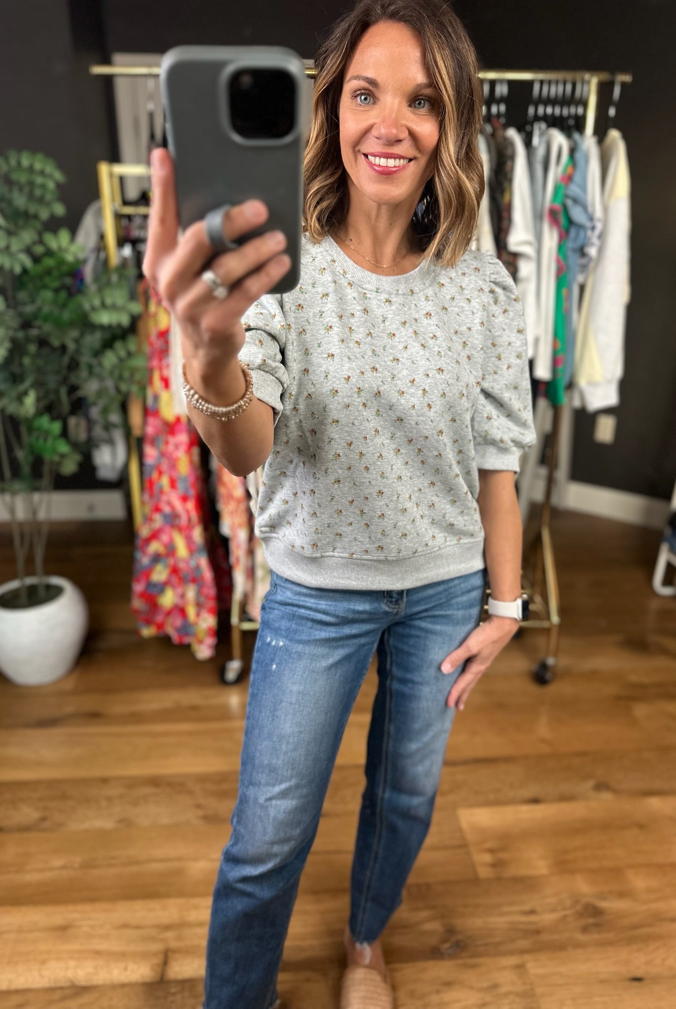 Uplifting Moments Floral Top-Short Sleeves-Mitto Shop-Anna Kaytes Boutique, Women's Fashion Boutique in Grinnell, Iowa