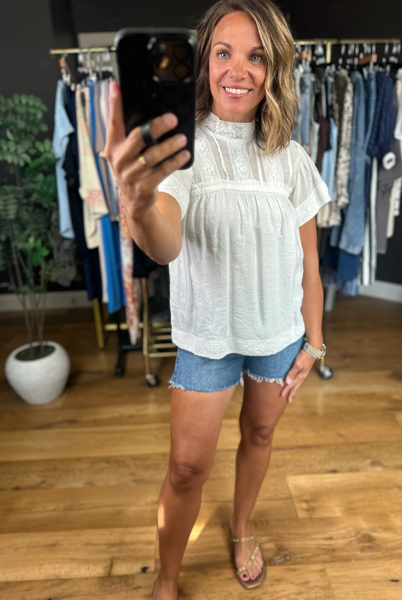 Above Average Lace-Detail Top-Short Sleeves-Fate-Anna Kaytes Boutique, Women's Fashion Boutique in Grinnell, Iowa
