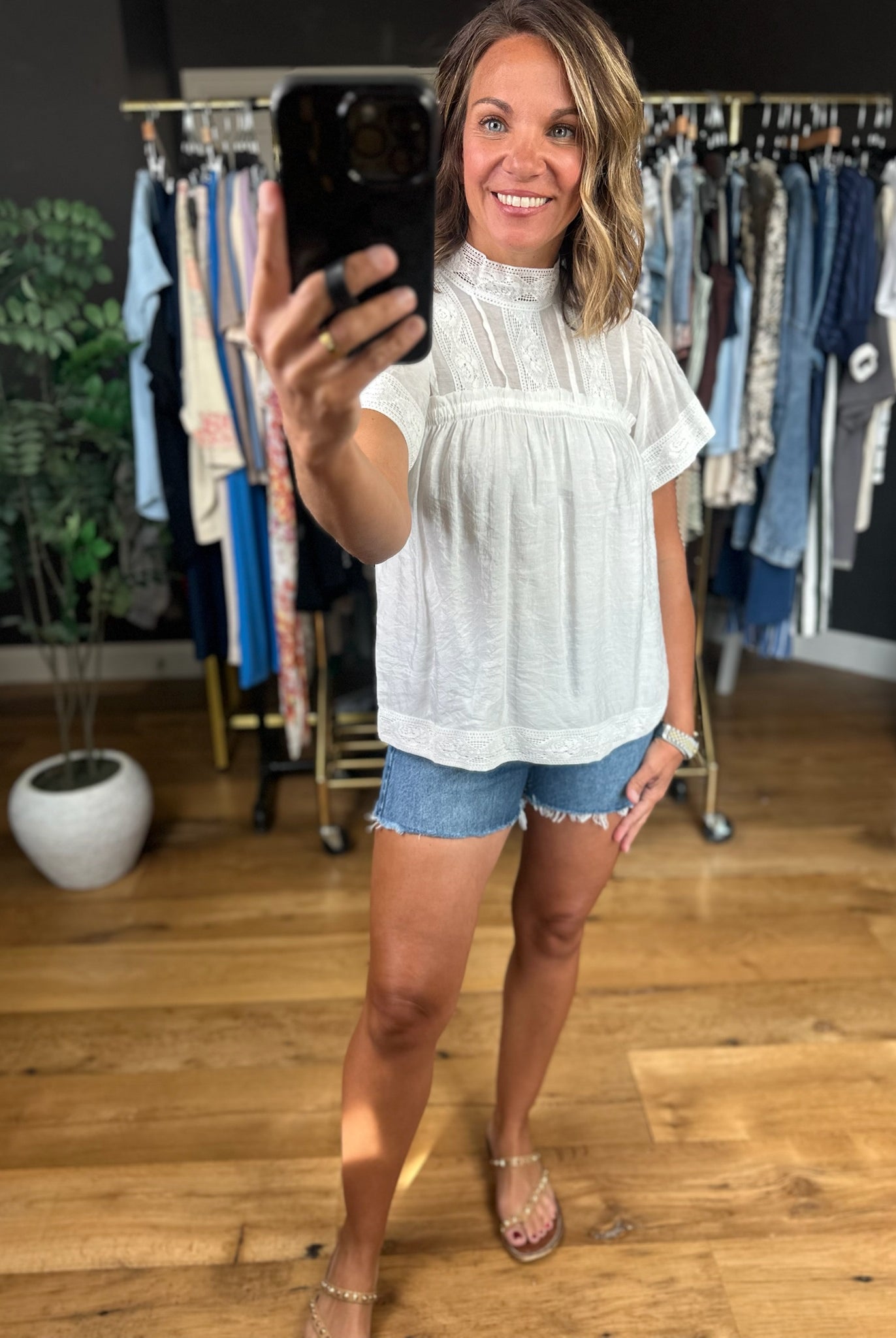 Above Average Lace-Detail Top-Short Sleeves-Fate-Anna Kaytes Boutique, Women's Fashion Boutique in Grinnell, Iowa