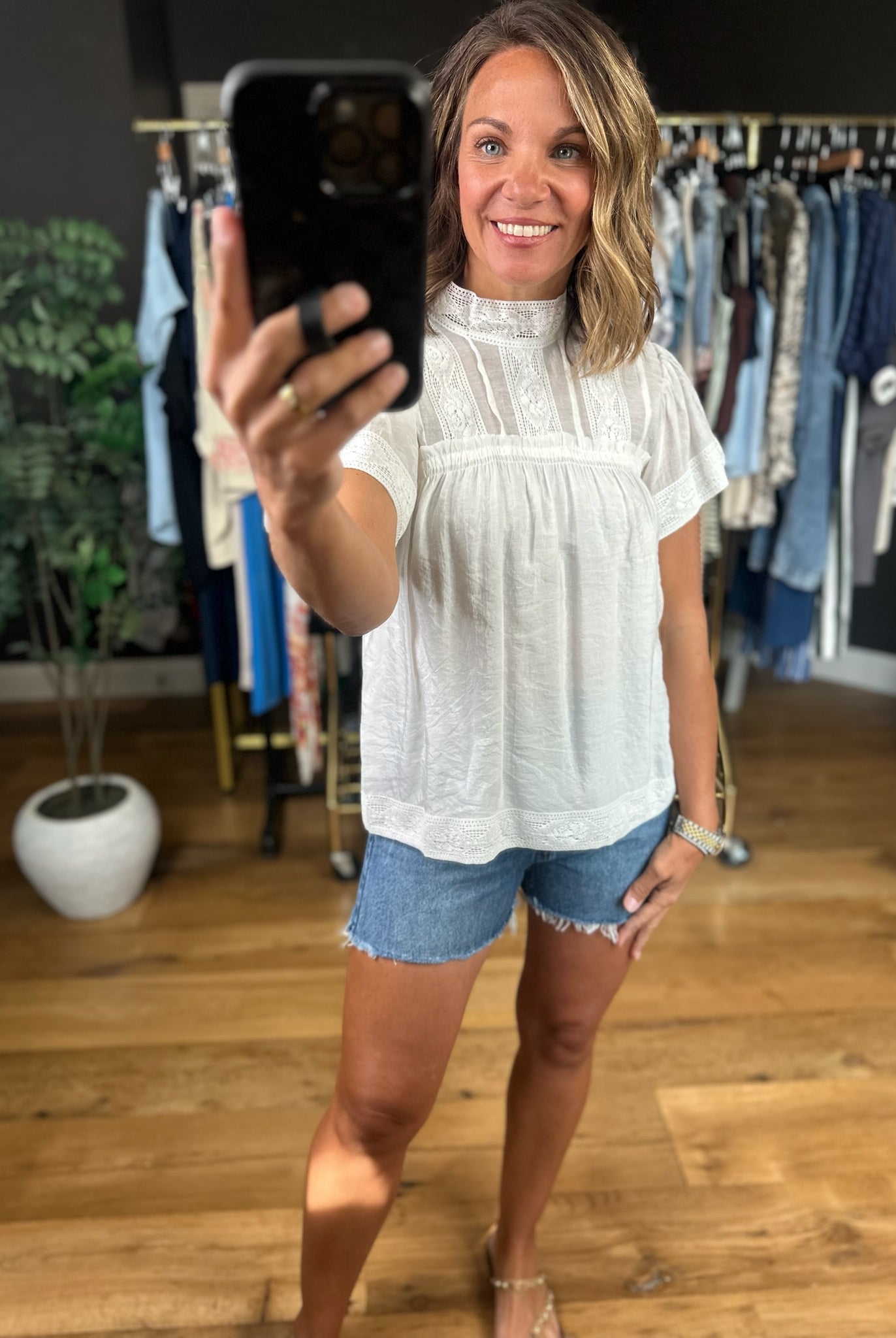 Above Average Lace-Detail Top-Short Sleeves-Fate-Anna Kaytes Boutique, Women's Fashion Boutique in Grinnell, Iowa