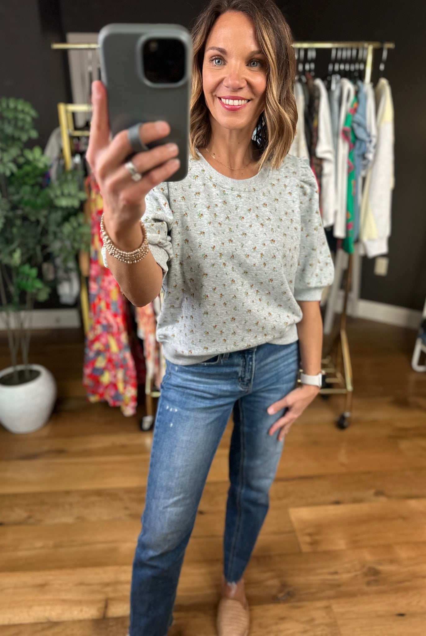 Uplifting Moments Floral Top-Short Sleeves-Mitto Shop-Anna Kaytes Boutique, Women's Fashion Boutique in Grinnell, Iowa