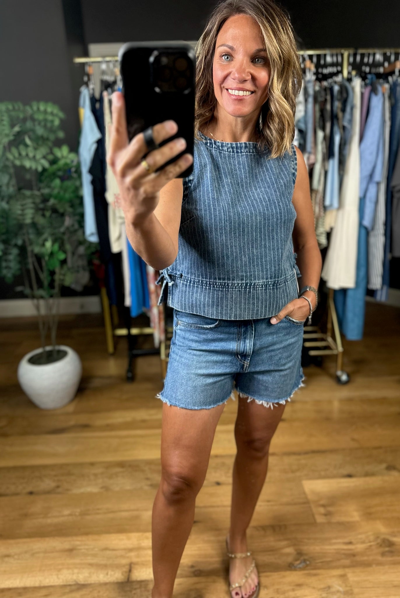 Better In Blue Denim Top-Sleeveless-Blu Pepper-Anna Kaytes Boutique, Women's Fashion Boutique in Grinnell, Iowa