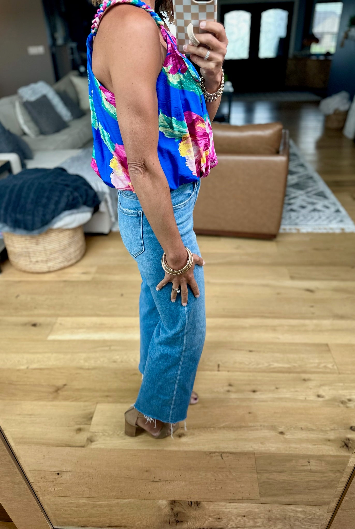 Islands Far Away Floral Top-Skies Are Blue-Anna Kaytes Boutique, Women's Fashion Boutique in Grinnell, Iowa