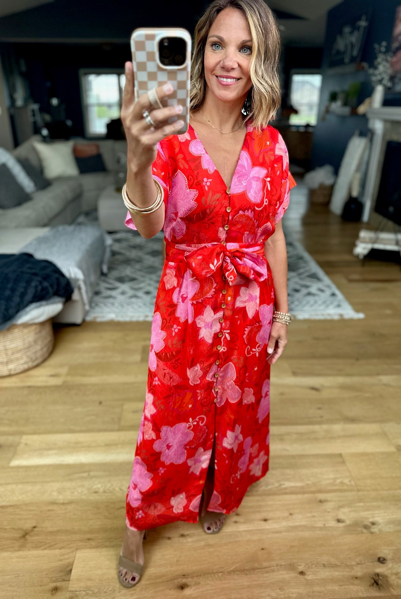 Golden Hour Floral Pocket Dress-THML-Anna Kaytes Boutique, Women's Fashion Boutique in Grinnell, Iowa