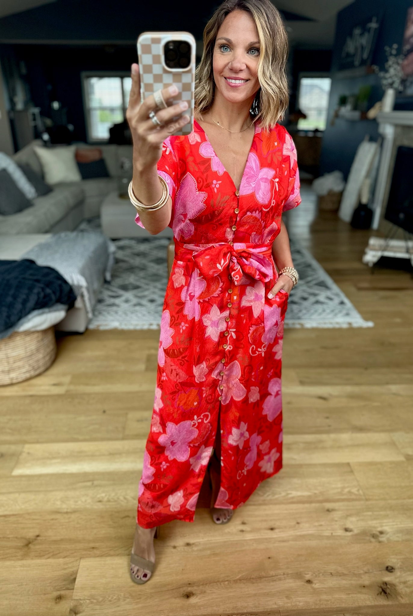 Golden Hour Floral Pocket Dress-THML-Anna Kaytes Boutique, Women's Fashion Boutique in Grinnell, Iowa