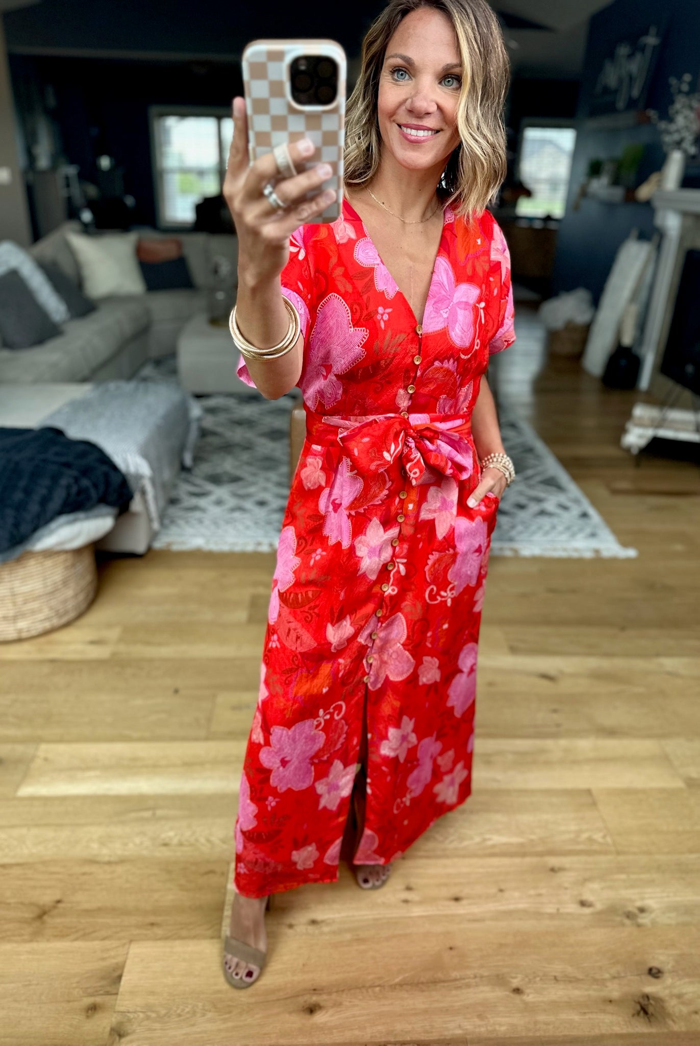 Golden Hour Floral Pocket Dress-THML-Anna Kaytes Boutique, Women's Fashion Boutique in Grinnell, Iowa