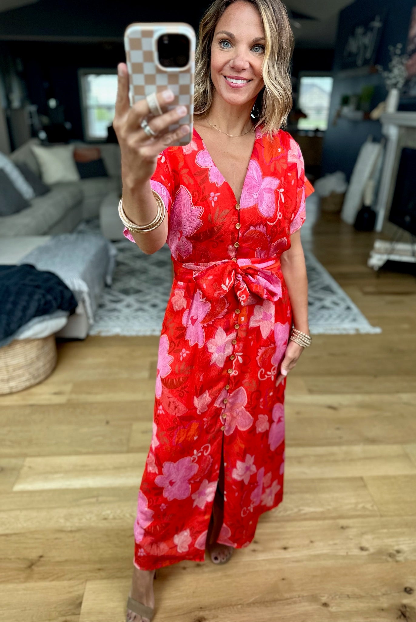 Golden Hour Floral Pocket Dress-THML-Anna Kaytes Boutique, Women's Fashion Boutique in Grinnell, Iowa