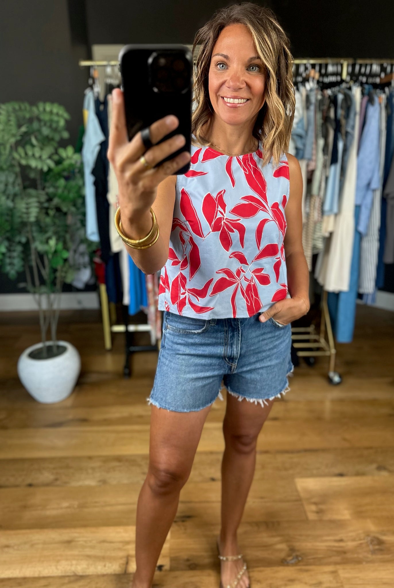 Along The Shore Patterned Top-Short Sleeves-She & Sky-Anna Kaytes Boutique, Women's Fashion Boutique in Grinnell, Iowa