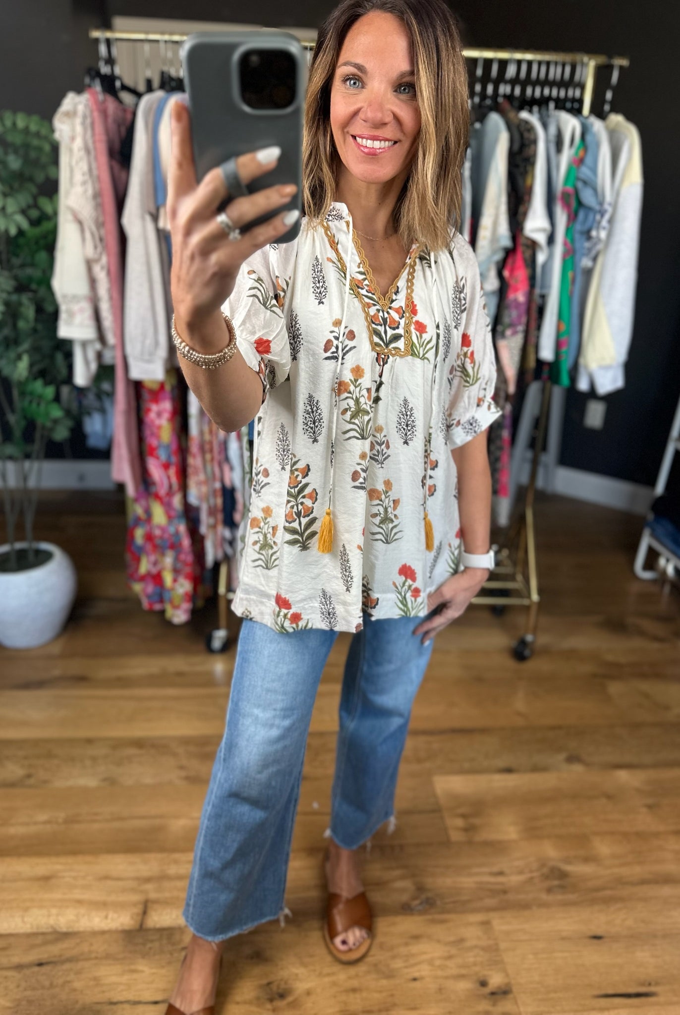 Petal & Grace Floral Top-Short Sleeves-Umgee-Anna Kaytes Boutique, Women's Fashion Boutique in Grinnell, Iowa