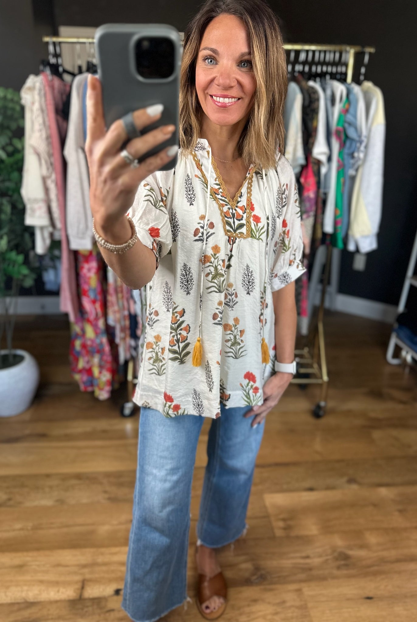 Petal & Grace Floral Top-Short Sleeves-Umgee-Anna Kaytes Boutique, Women's Fashion Boutique in Grinnell, Iowa