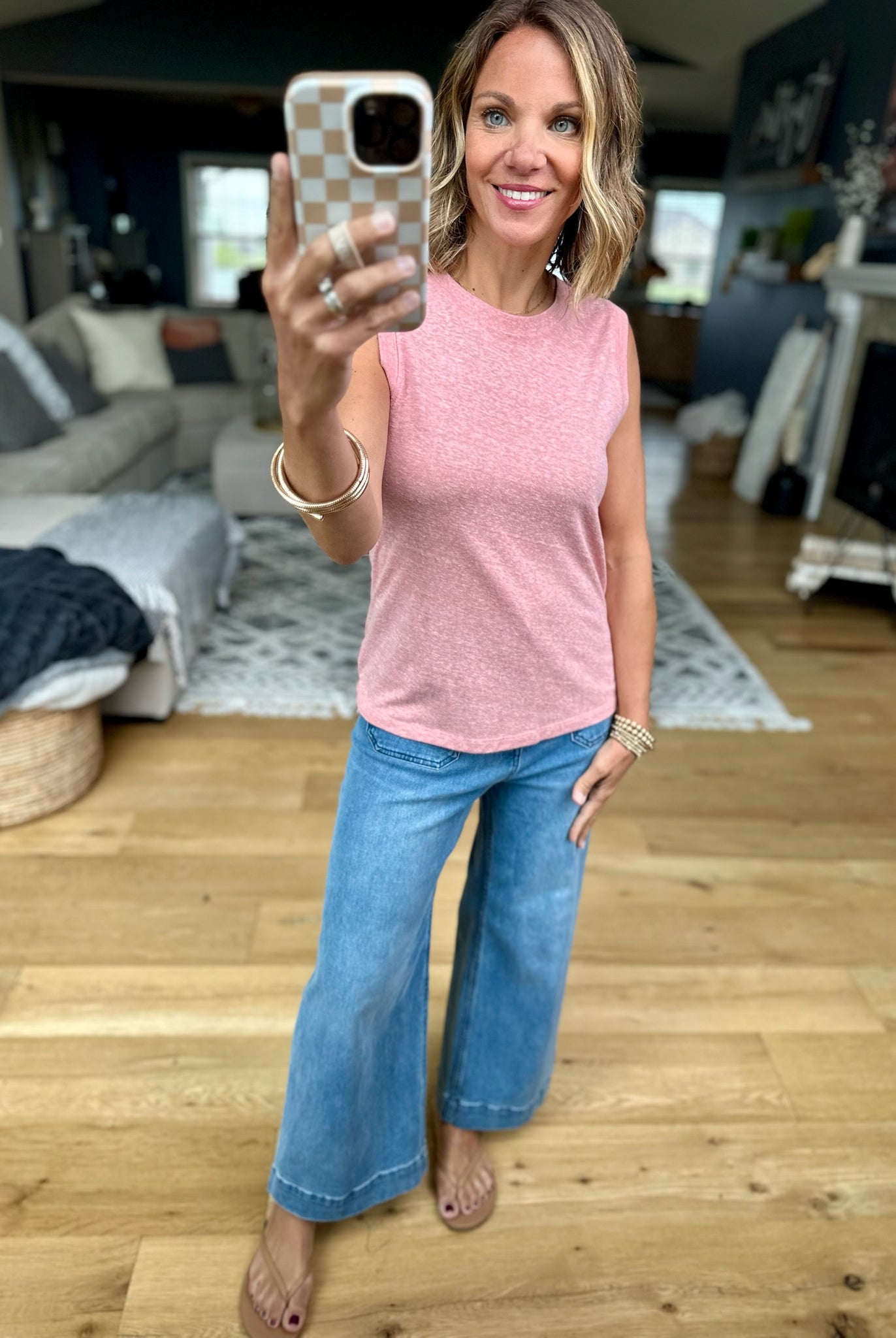 Weekend Picnic Heathered Tank-Be Cool-Anna Kaytes Boutique, Women's Fashion Boutique in Grinnell, Iowa