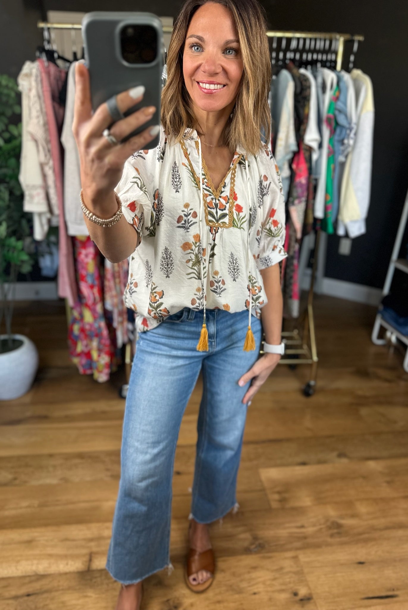 Petal & Grace Floral Top-Short Sleeves-Umgee-Anna Kaytes Boutique, Women's Fashion Boutique in Grinnell, Iowa