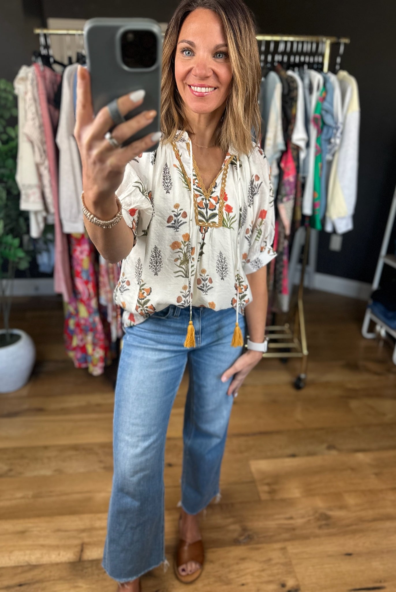 Petal & Grace Floral Top-Short Sleeves-Umgee-Anna Kaytes Boutique, Women's Fashion Boutique in Grinnell, Iowa