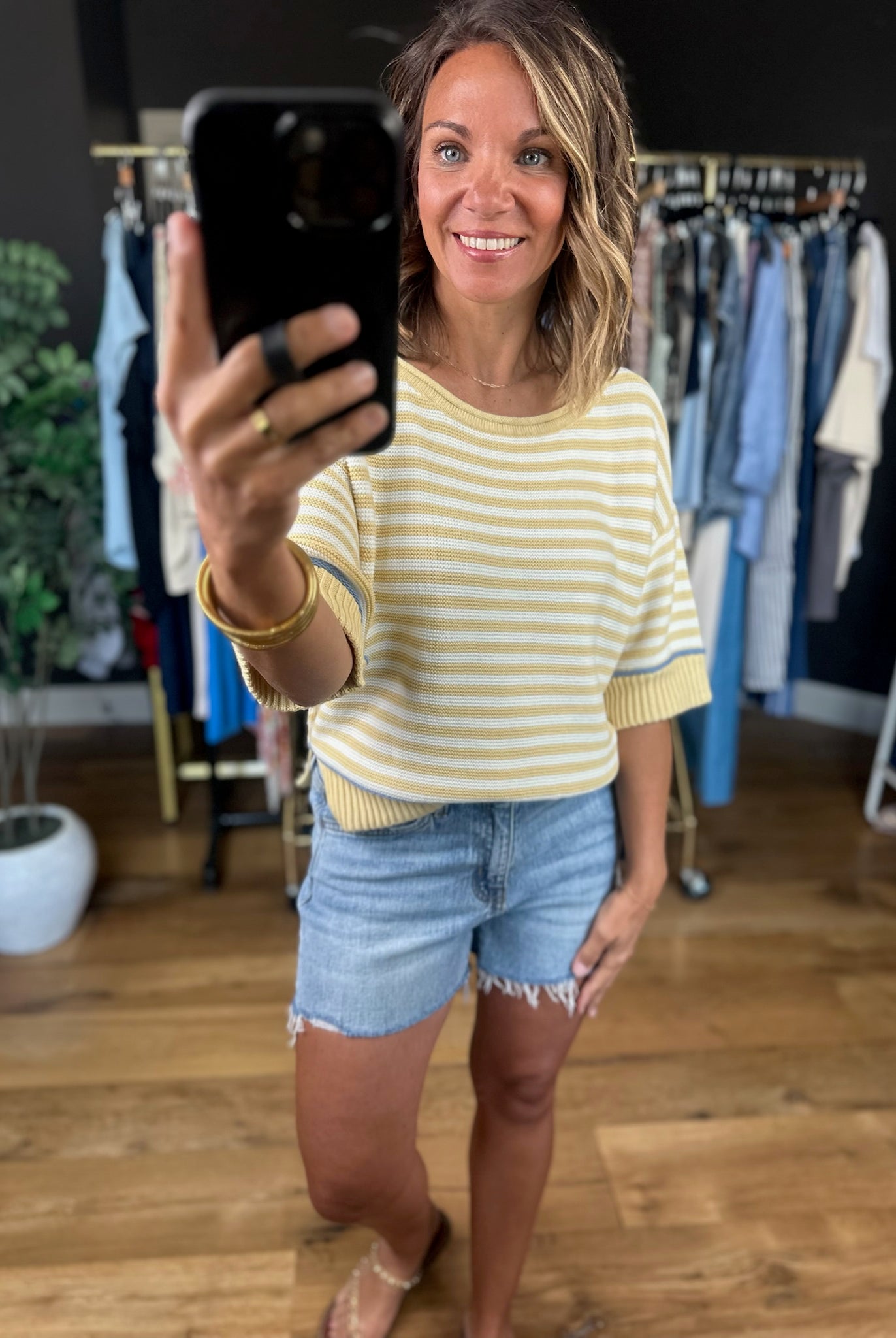 Good Opportunities Knit Top-Short Sleeves-Blu Pepper-Anna Kaytes Boutique, Women's Fashion Boutique in Grinnell, Iowa