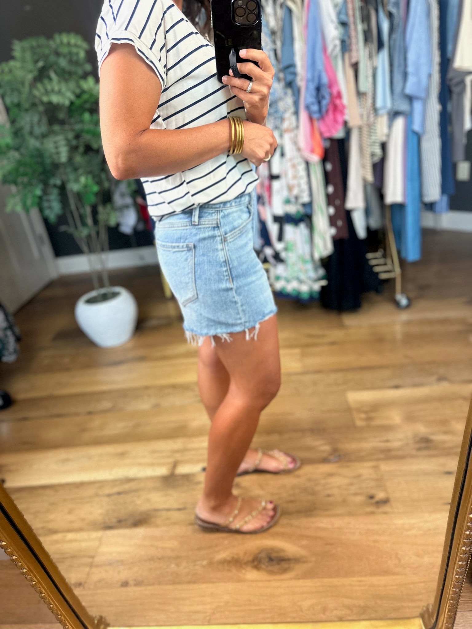 Feels This Good Striped V-Neck Tee-Short Sleeves-Staccato-Anna Kaytes Boutique, Women's Fashion Boutique in Grinnell, Iowa