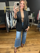 Heard It Here First Blazer - Black-The Workshop-Anna Kaytes Boutique, Women's Fashion Boutique in Grinnell, Iowa