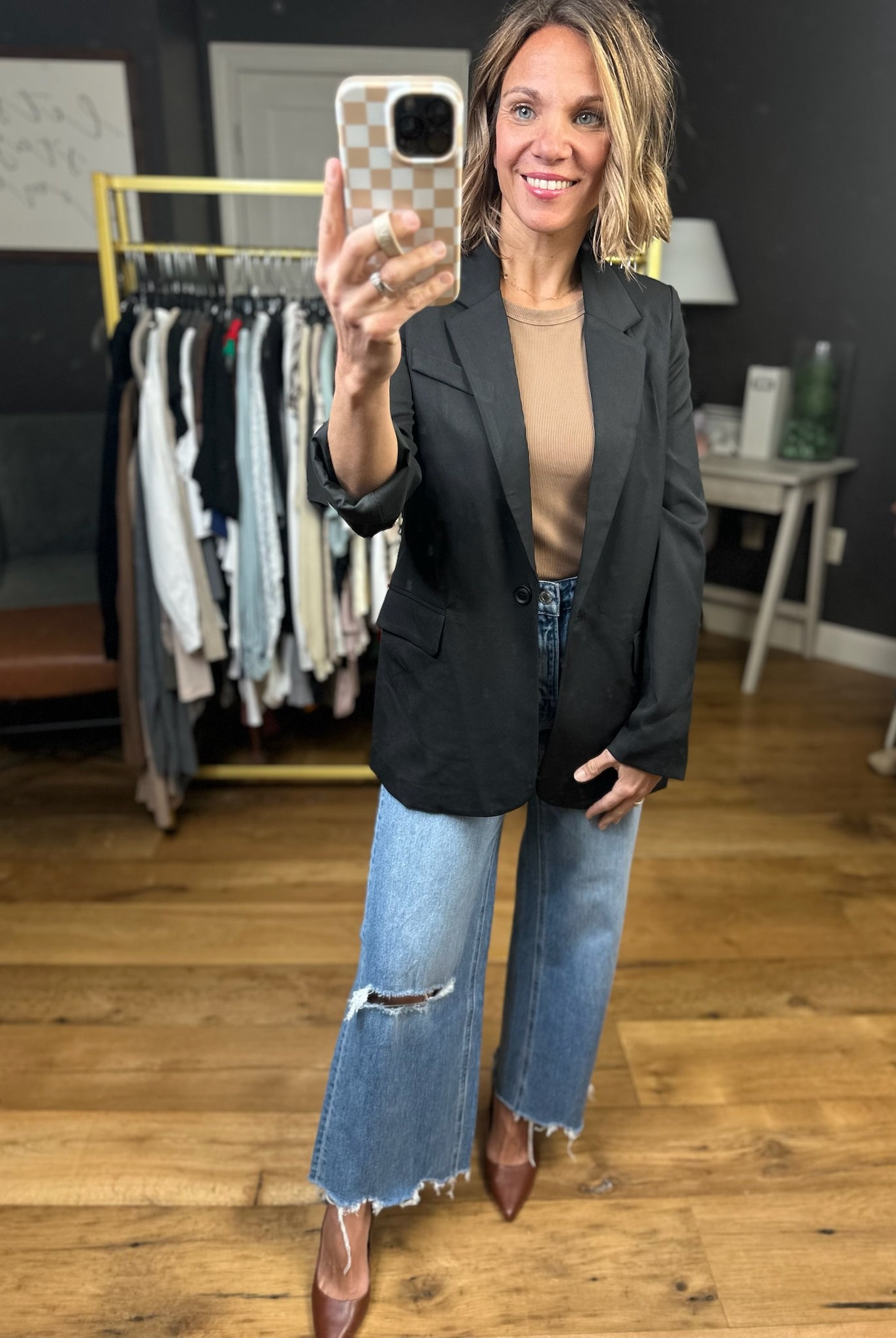 Heard It Here First Blazer - Black-The Workshop-Anna Kaytes Boutique, Women's Fashion Boutique in Grinnell, Iowa