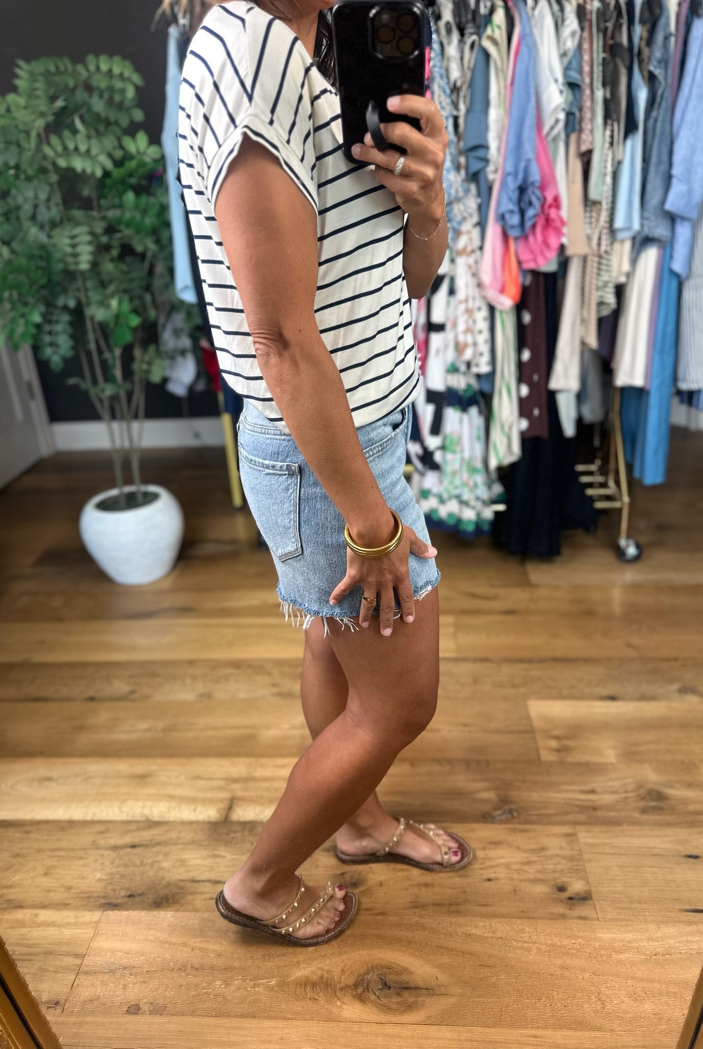 Feels This Good Striped V-Neck Tee-Short Sleeves-Staccato-Anna Kaytes Boutique, Women's Fashion Boutique in Grinnell, Iowa