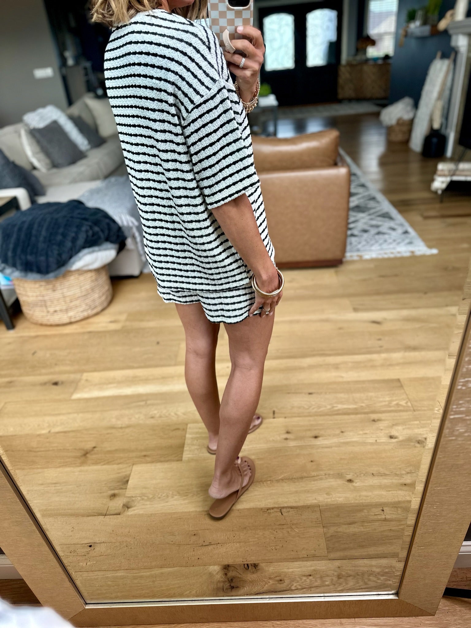 Summer Dreams Striped 2-Piece Skort Set-Wasabi & Mint-Anna Kaytes Boutique, Women's Fashion Boutique in Grinnell, Iowa