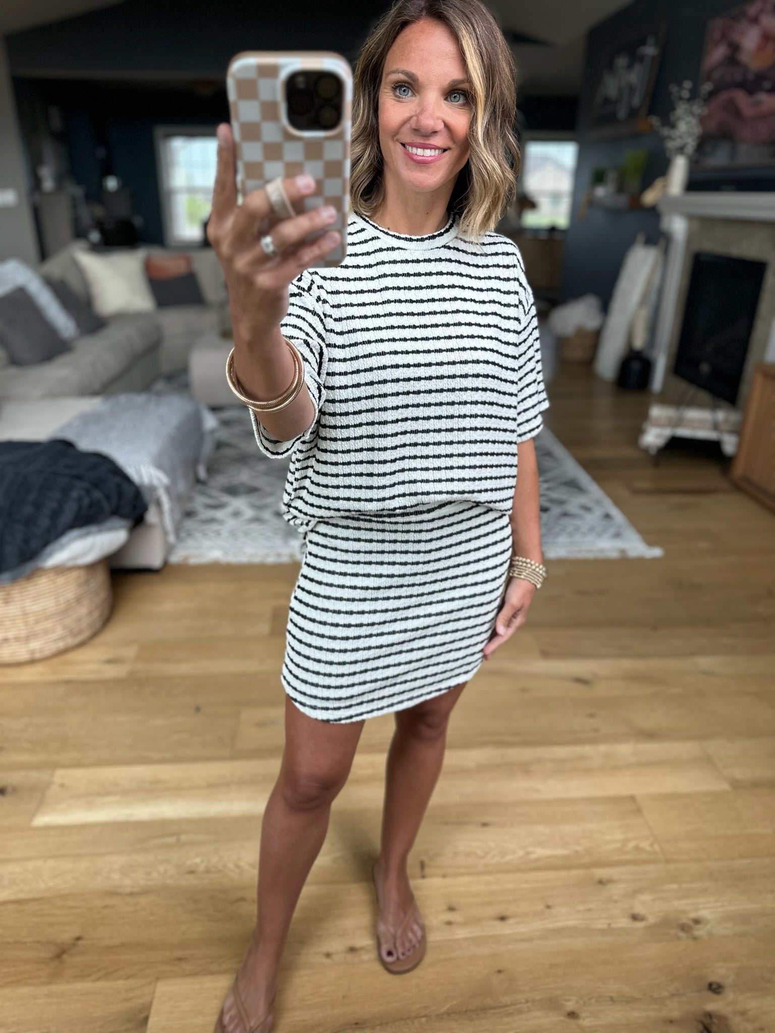 Summer Dreams Striped 2-Piece Skort Set-Wasabi & Mint-Anna Kaytes Boutique, Women's Fashion Boutique in Grinnell, Iowa