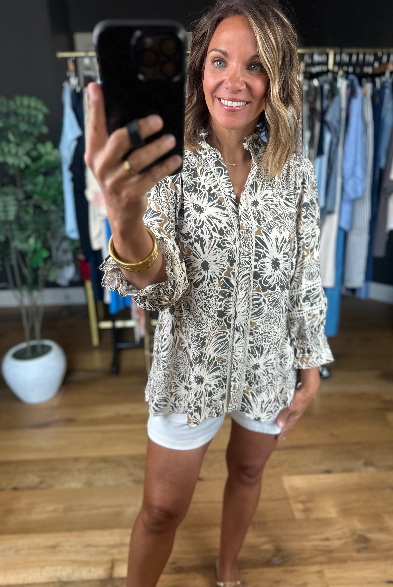 Promise Tomorrow Floral Button-Down Top-Long Sleeves-Umgee-Anna Kaytes Boutique, Women's Fashion Boutique in Grinnell, Iowa