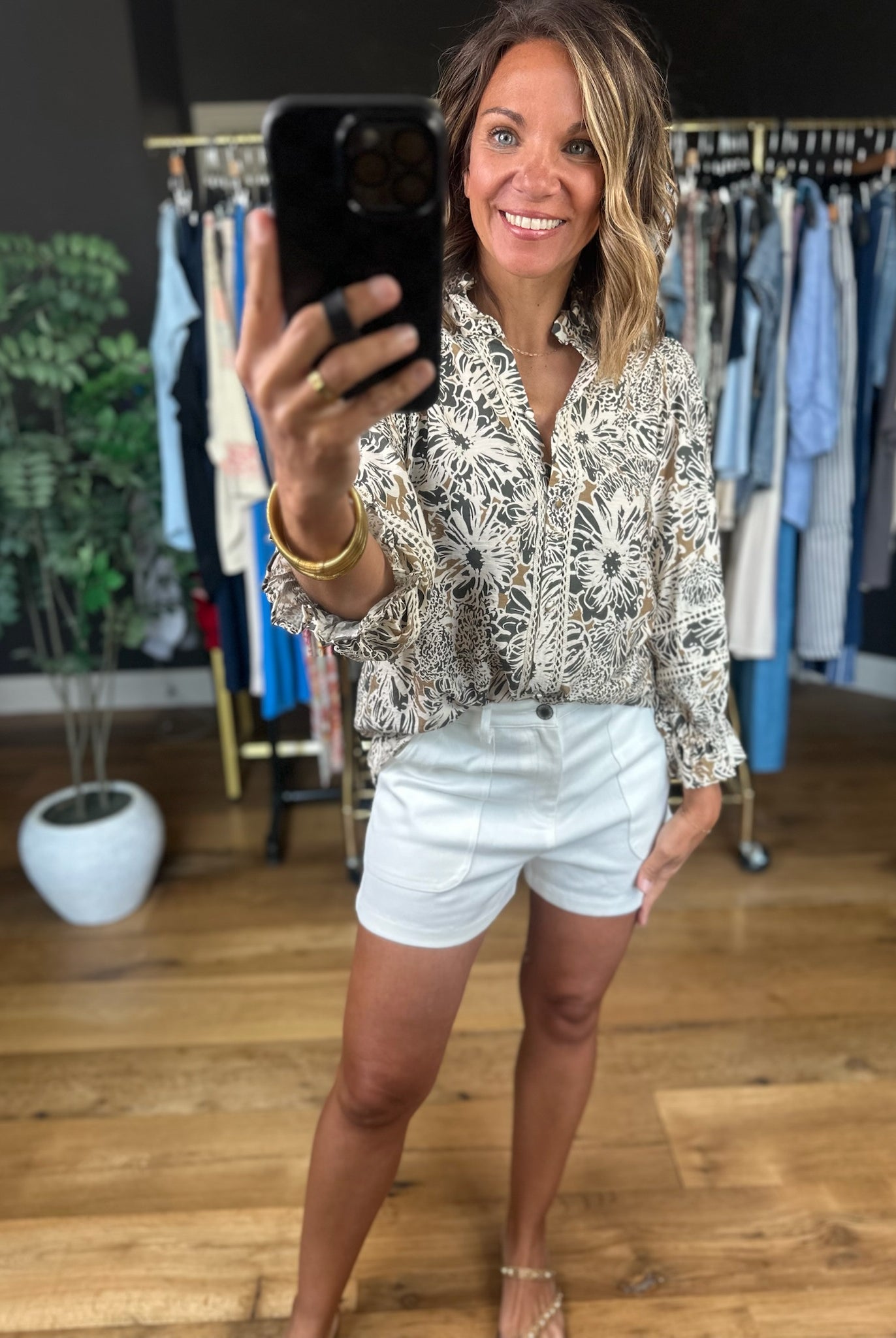 Promise Tomorrow Floral Button-Down Top-Long Sleeves-Umgee-Anna Kaytes Boutique, Women's Fashion Boutique in Grinnell, Iowa