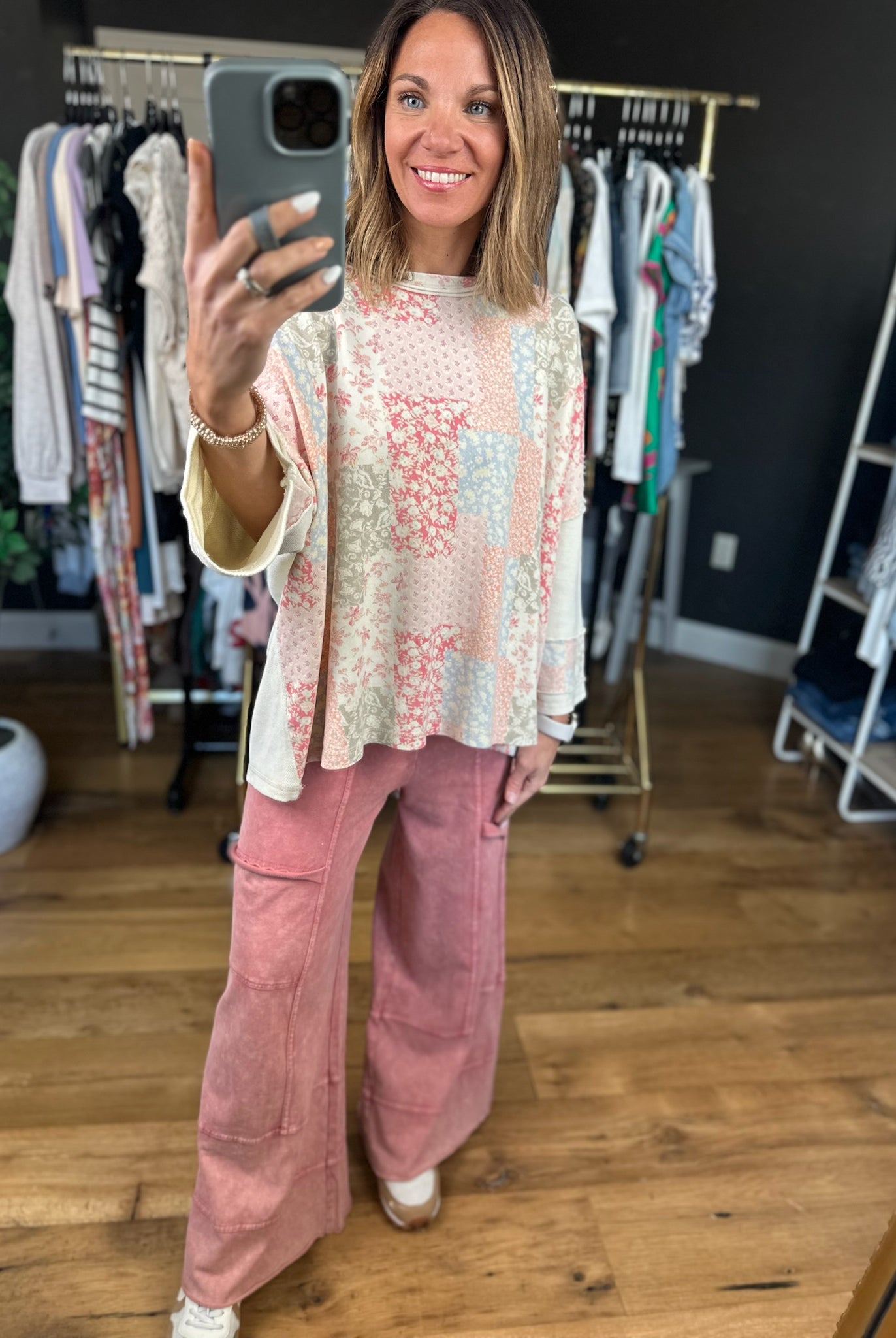 What To Say Patchwork Top-Short Sleeves-Easel-Anna Kaytes Boutique, Women's Fashion Boutique in Grinnell, Iowa