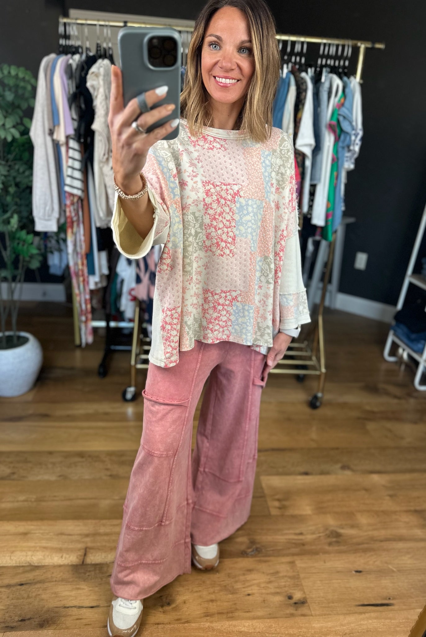 What To Say Patchwork Top-Short Sleeves-Easel-Anna Kaytes Boutique, Women's Fashion Boutique in Grinnell, Iowa