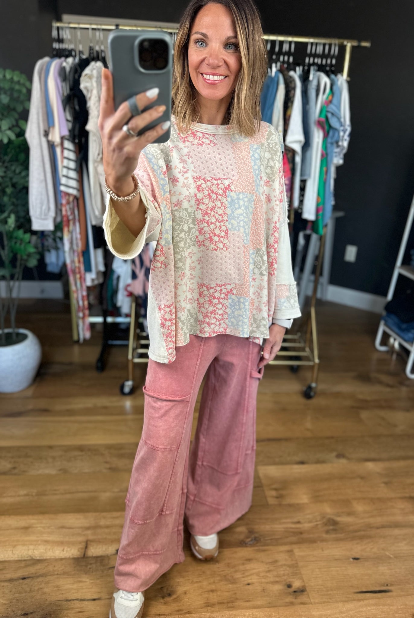 What To Say Patchwork Top-Short Sleeves-Easel-Anna Kaytes Boutique, Women's Fashion Boutique in Grinnell, Iowa