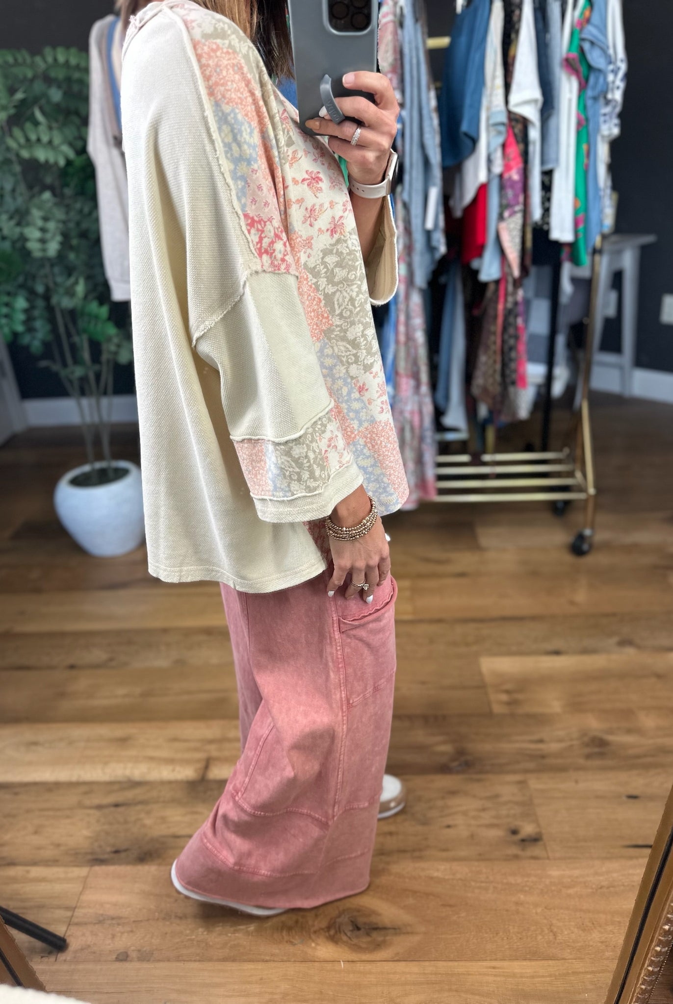 What To Say Patchwork Top-Short Sleeves-Easel-Anna Kaytes Boutique, Women's Fashion Boutique in Grinnell, Iowa