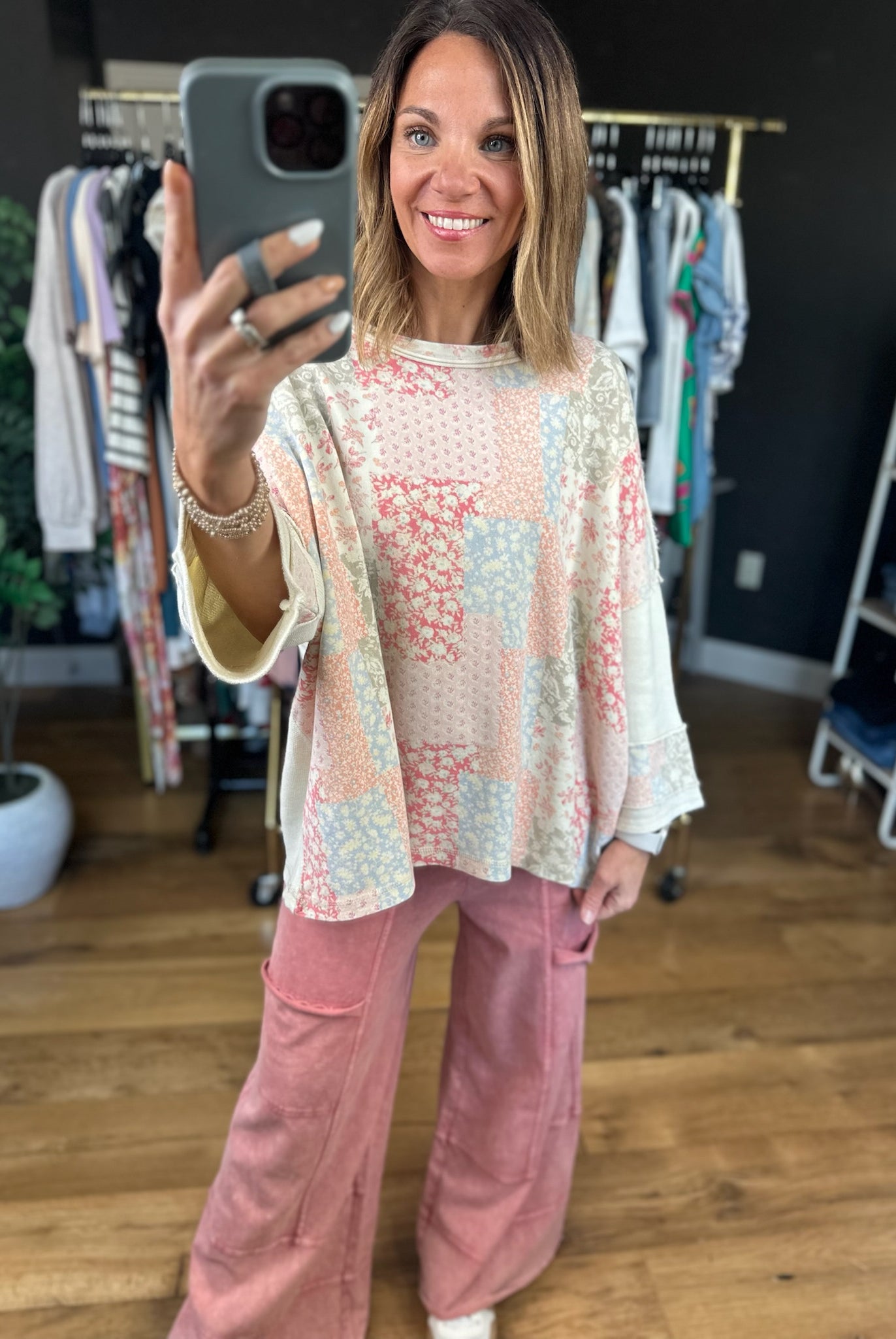 What To Say Patchwork Top-Short Sleeves-Easel-Anna Kaytes Boutique, Women's Fashion Boutique in Grinnell, Iowa