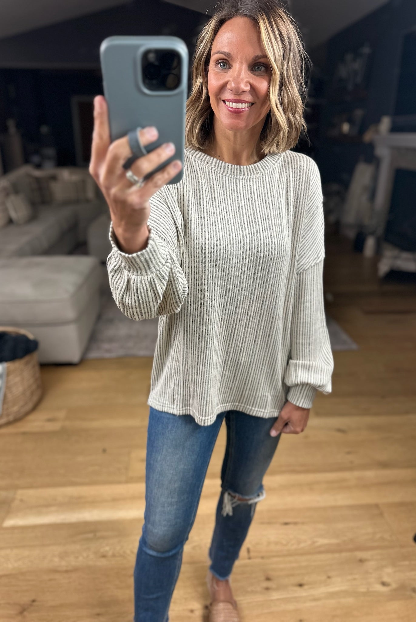 Moments In Time Ribbed Long Sleeve Top-Blu Pepper-Anna Kaytes Boutique, Women's Fashion Boutique in Grinnell, Iowa