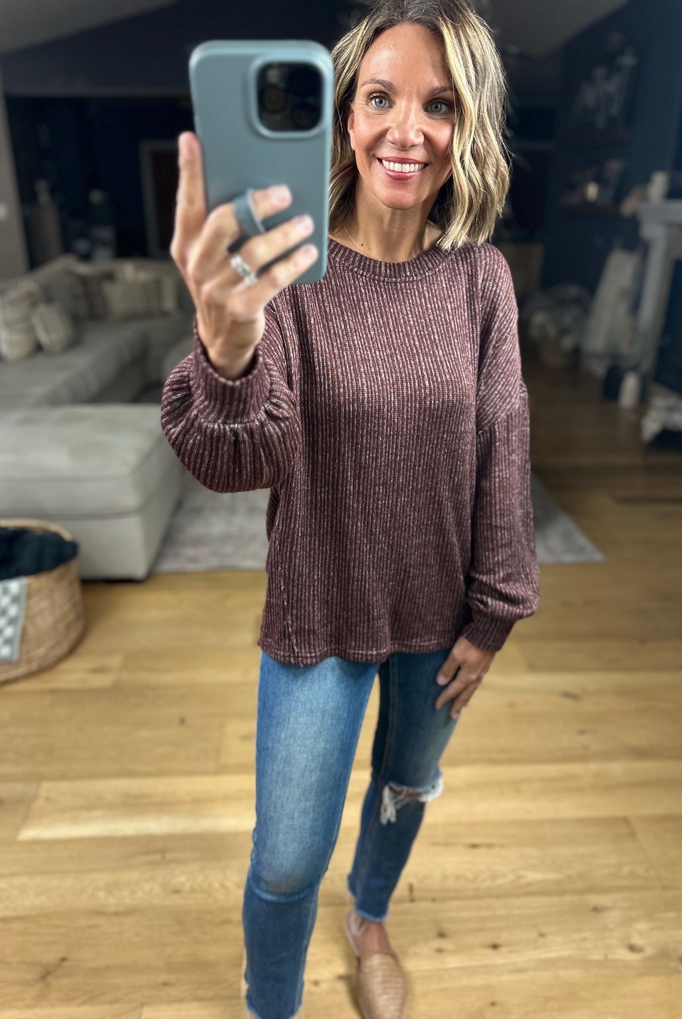 Moments In Time Ribbed Long Sleeve Top-Blu Pepper-Anna Kaytes Boutique, Women's Fashion Boutique in Grinnell, Iowa