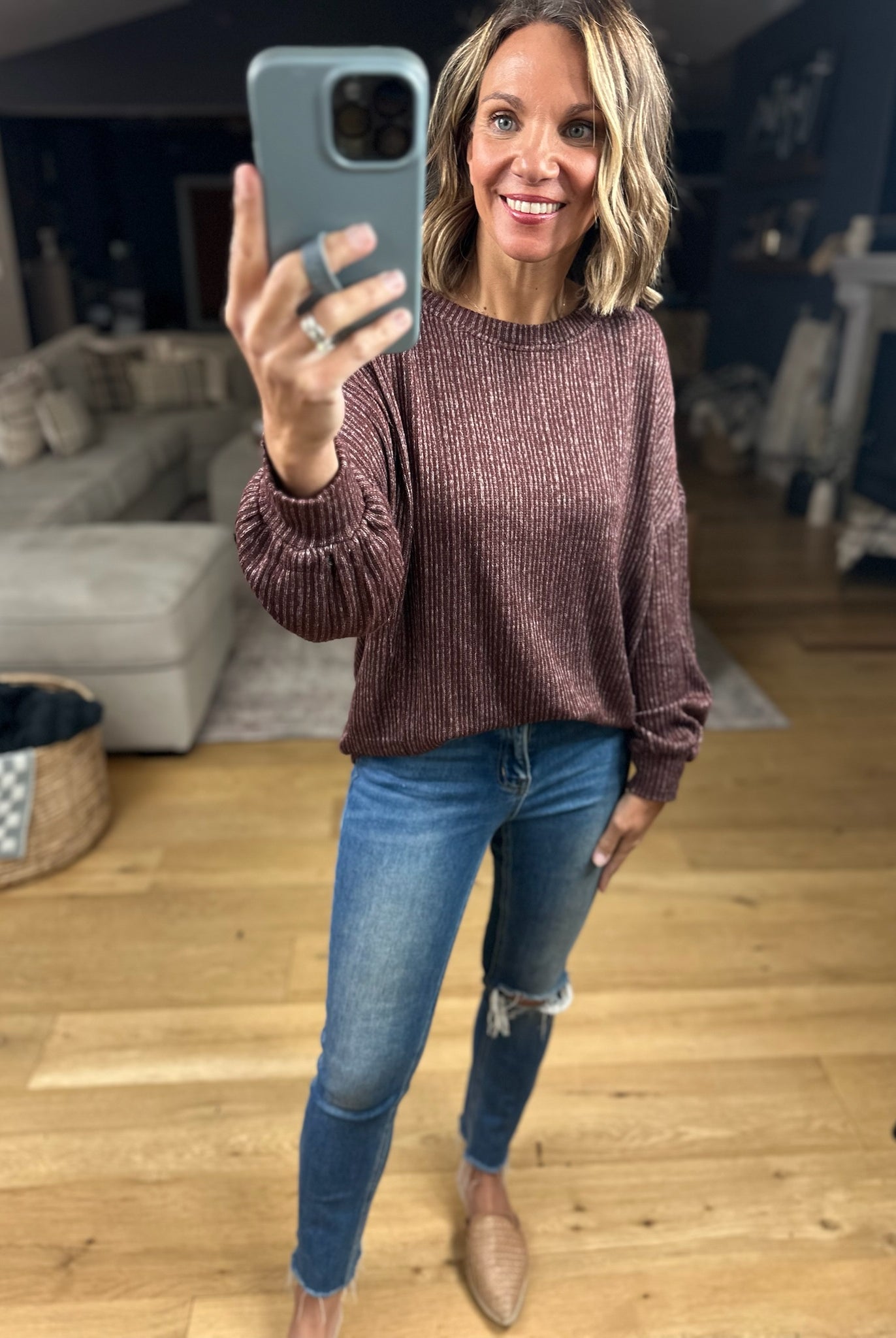 Moments In Time Ribbed Long Sleeve Top-Blu Pepper-Anna Kaytes Boutique, Women's Fashion Boutique in Grinnell, Iowa