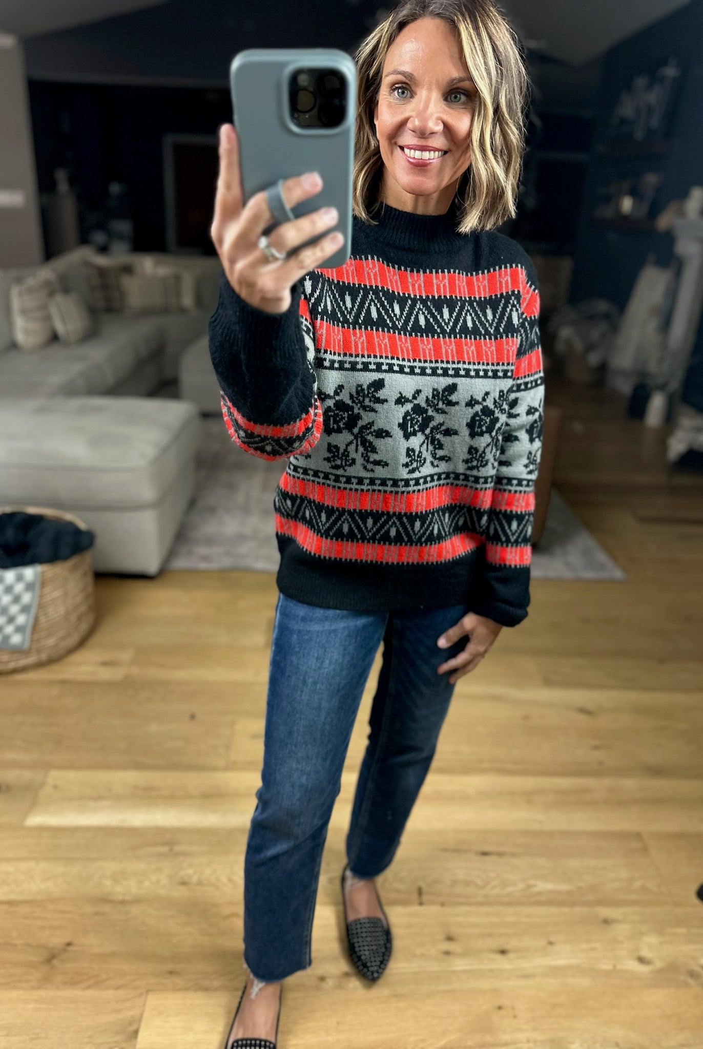 Right At Home Fair Isle Sweater-Sweaters-& Merci-Anna Kaytes Boutique, Women's Fashion Boutique in Grinnell, Iowa