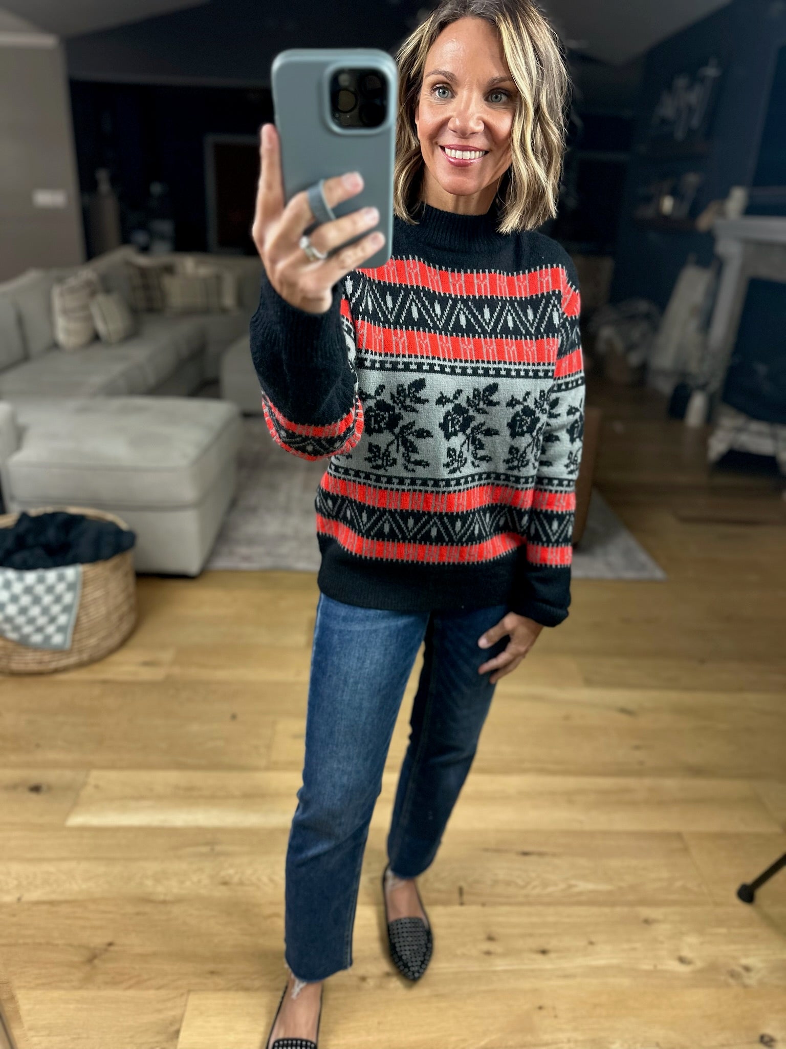 Right At Home Fair Isle Sweater-Sweaters-& Merci-Anna Kaytes Boutique, Women's Fashion Boutique in Grinnell, Iowa