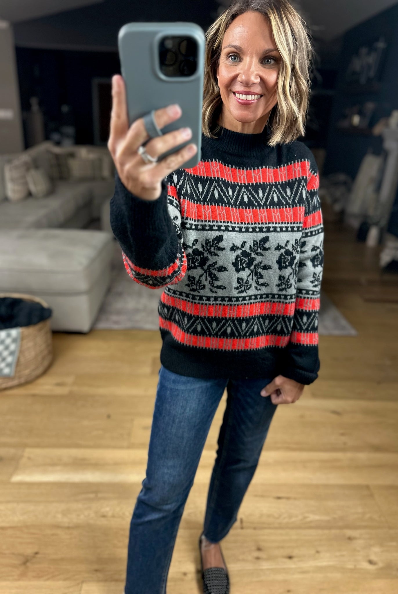 Right At Home Fair Isle Sweater-Sweaters-& Merci-Anna Kaytes Boutique, Women's Fashion Boutique in Grinnell, Iowa