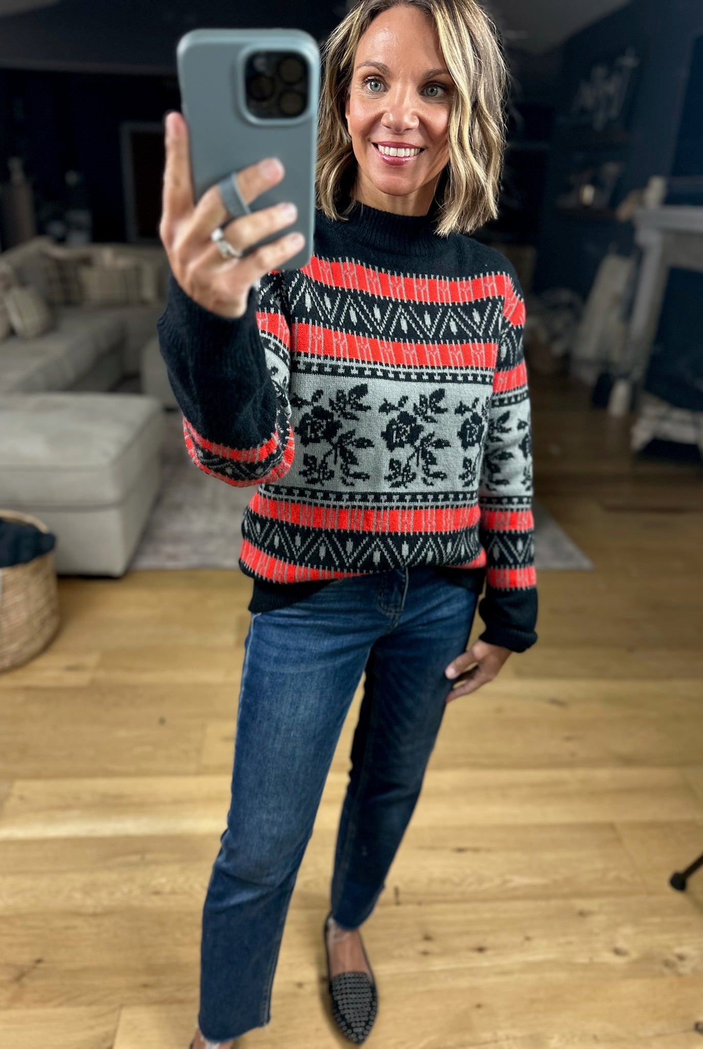 Right At Home Fair Isle Sweater-Sweaters-& Merci-Anna Kaytes Boutique, Women's Fashion Boutique in Grinnell, Iowa