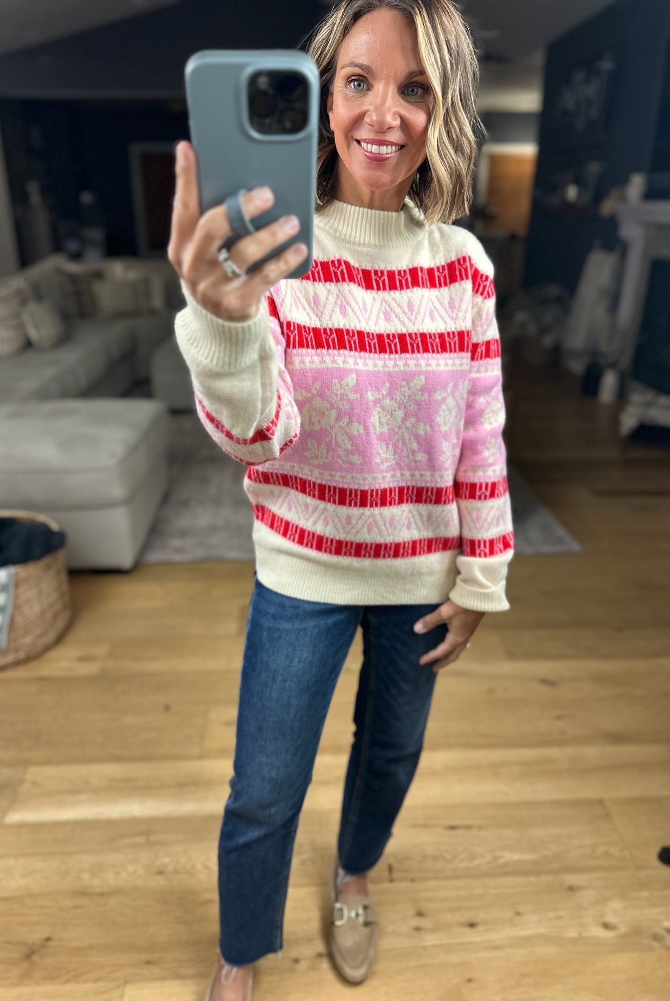 Right At Home Fair Isle Sweater-Sweaters-& Merci-Anna Kaytes Boutique, Women's Fashion Boutique in Grinnell, Iowa