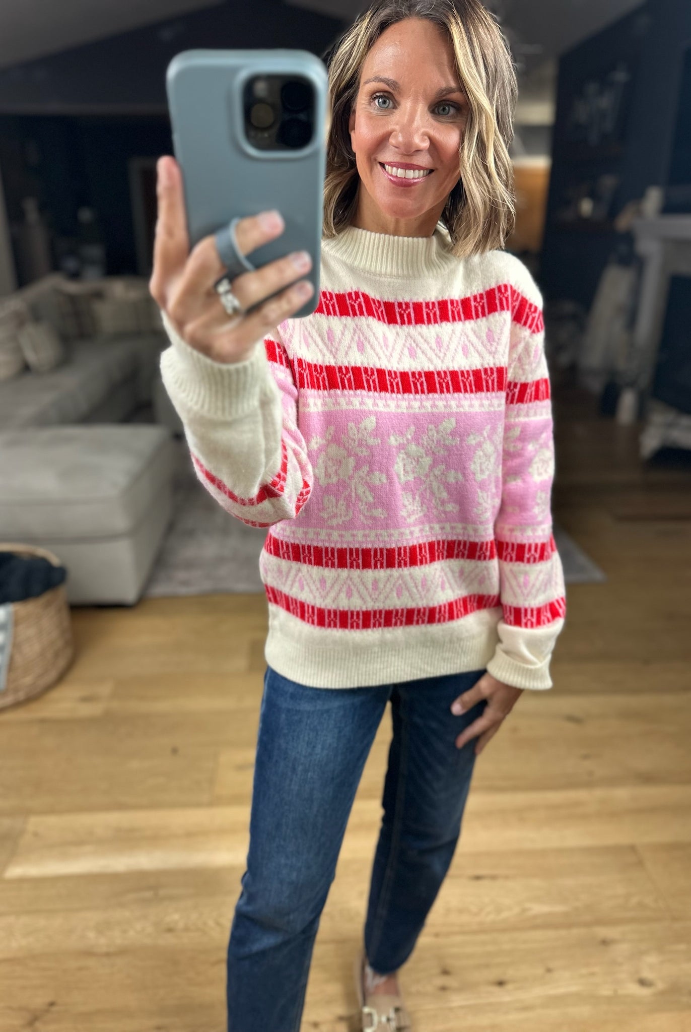 Right At Home Fair Isle Sweater-Sweaters-& Merci-Anna Kaytes Boutique, Women's Fashion Boutique in Grinnell, Iowa