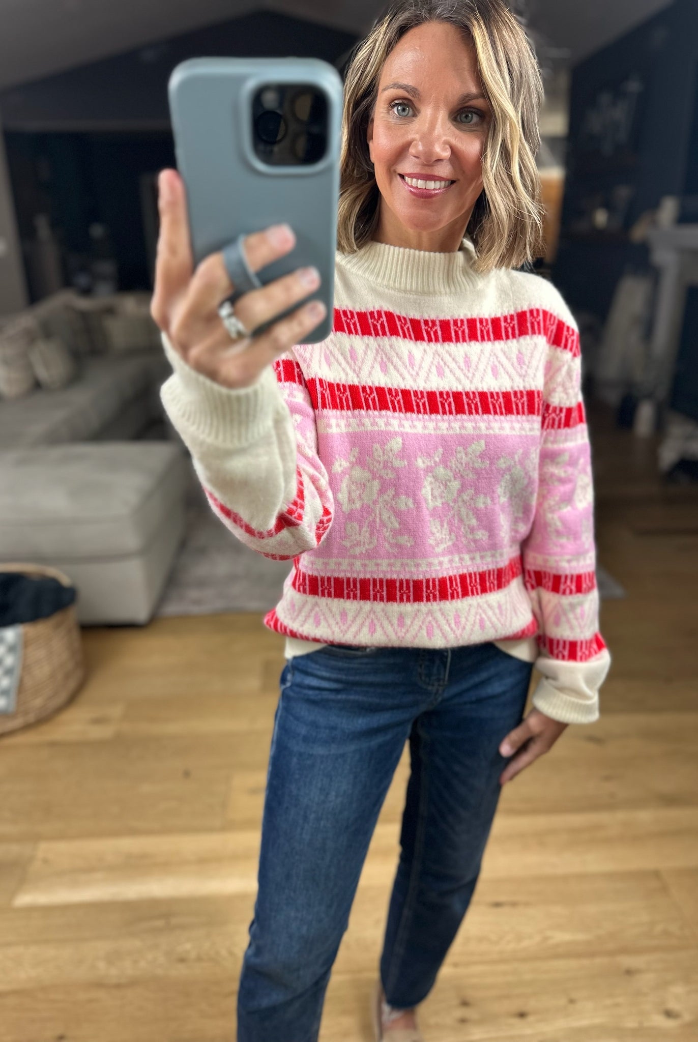 Right At Home Fair Isle Sweater-Sweaters-& Merci-Anna Kaytes Boutique, Women's Fashion Boutique in Grinnell, Iowa