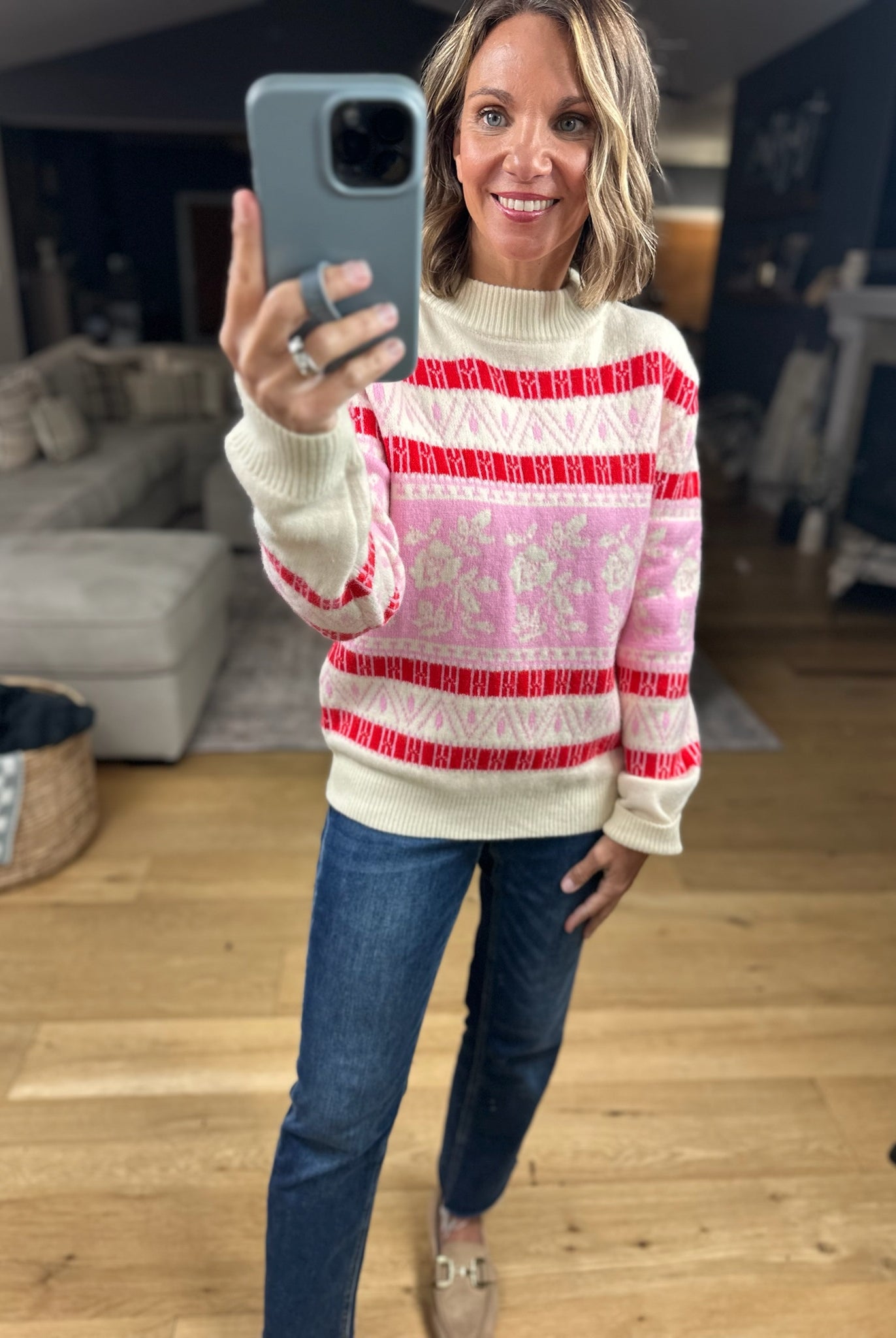 Right At Home Fair Isle Sweater-Sweaters-& Merci-Anna Kaytes Boutique, Women's Fashion Boutique in Grinnell, Iowa