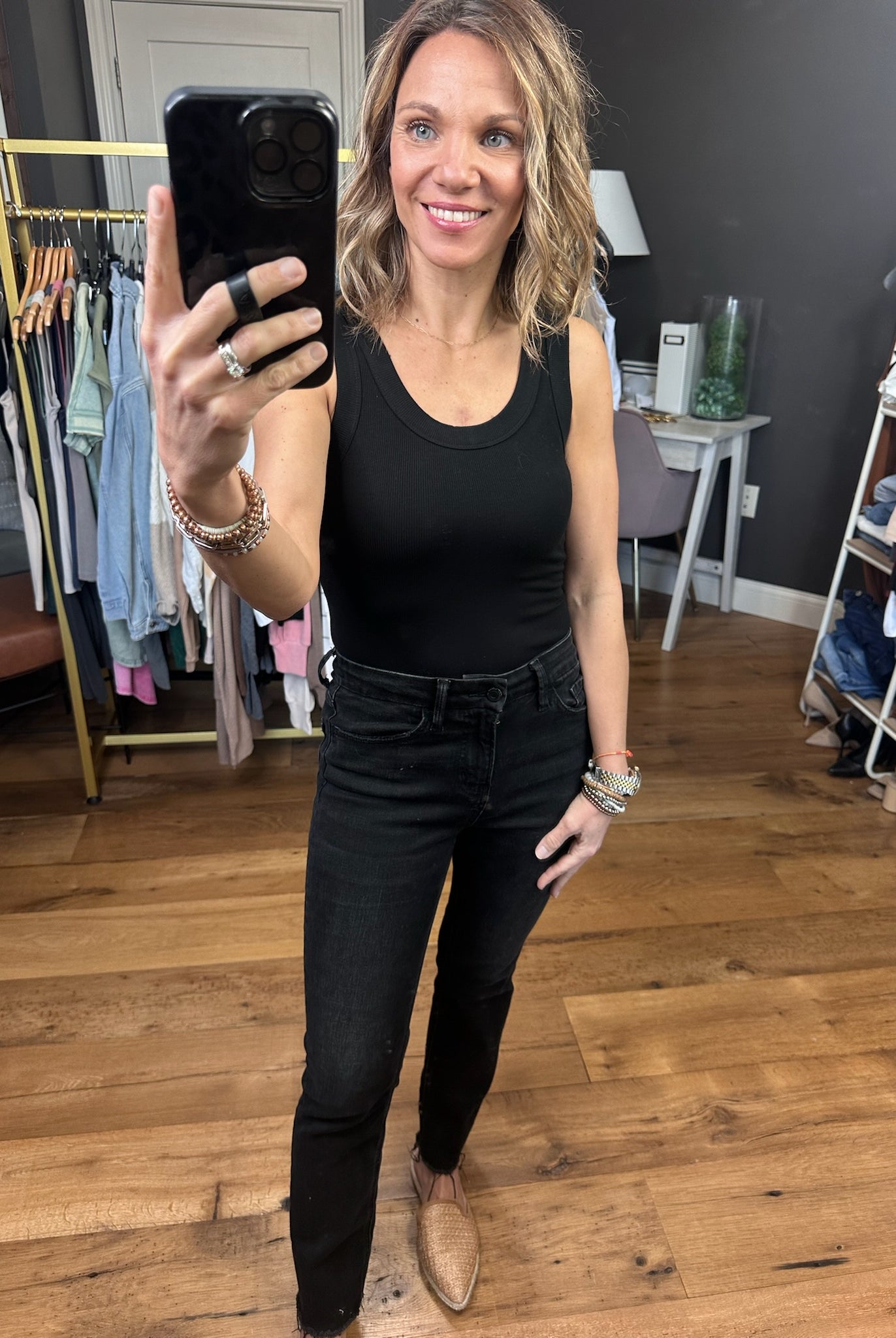 On My Side Scoop-Neck Ribbed Bodysuit - Black-Bodysuits-Mono B KT-B8117-Anna Kaytes Boutique, Women's Fashion Boutique in Grinnell, Iowa