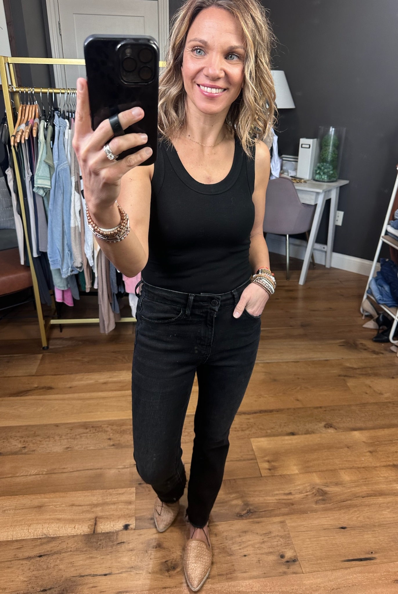 On My Side Scoop-Neck Ribbed Bodysuit - Black-Bodysuits-Mono B KT-B8117-Anna Kaytes Boutique, Women's Fashion Boutique in Grinnell, Iowa