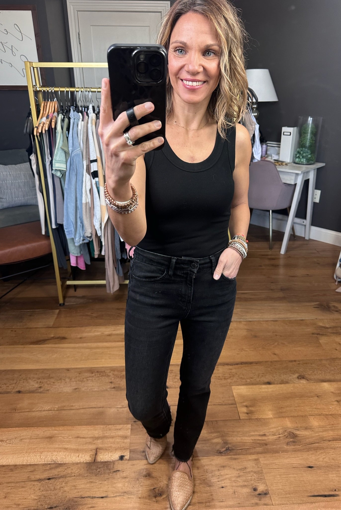 On My Side Scoop-Neck Ribbed Bodysuit - Black-Bodysuits-Mono B KT-B8117-Anna Kaytes Boutique, Women's Fashion Boutique in Grinnell, Iowa