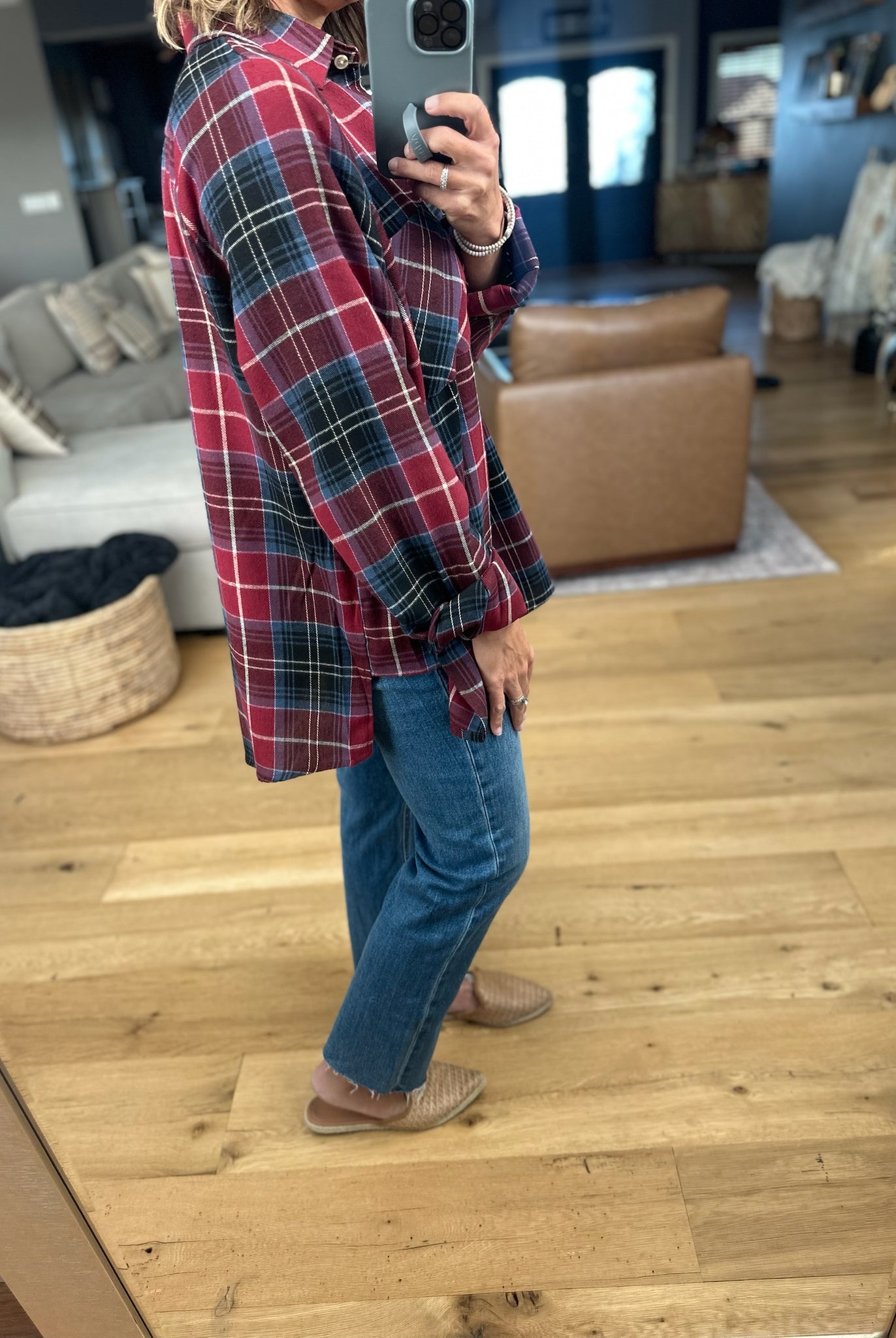 Long Road Ahead Oversized Plaid Flannel-Sweaters-Aemi & Co-Anna Kaytes Boutique, Women's Fashion Boutique in Grinnell, Iowa