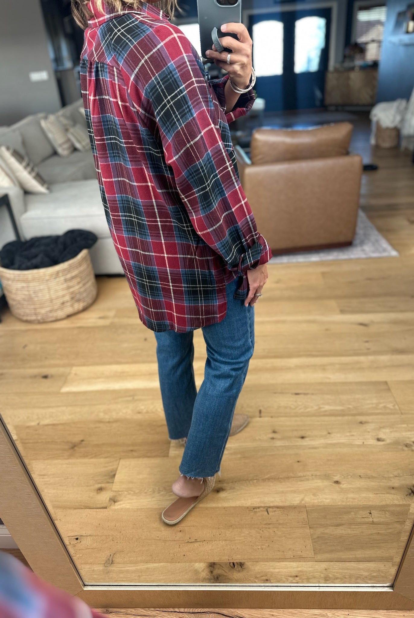 Long Road Ahead Oversized Plaid Flannel-Sweaters-Aemi & Co-Anna Kaytes Boutique, Women's Fashion Boutique in Grinnell, Iowa